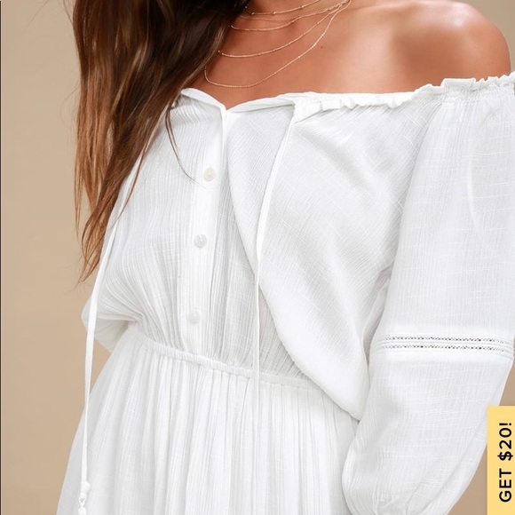 Lulu’s White Off-the-Shoulder Long Sleeve Dress - Picture 7 of 7